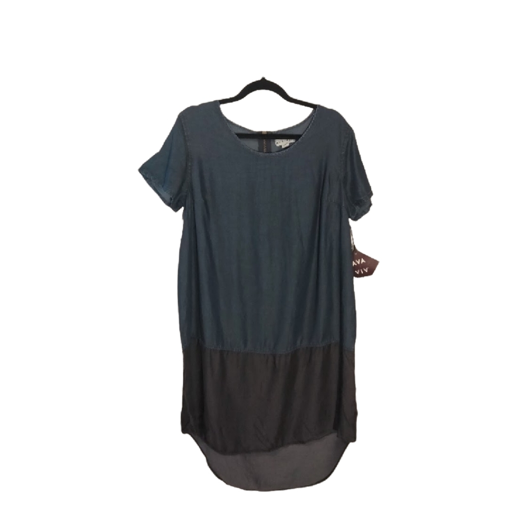 NEW Ava & Viv  Women's 1X  Chambray Dress, Lyocell, Shift Midi,Plus Size, Career
